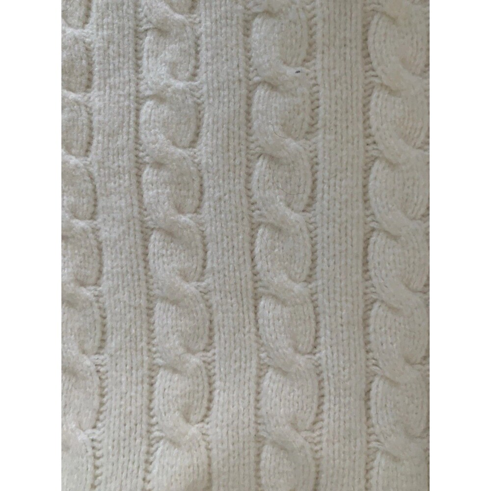 Abercrombie & Fitch Womens L Cream Cable Knit Wide Collar Sweater Oversized - Picture 4 of 6